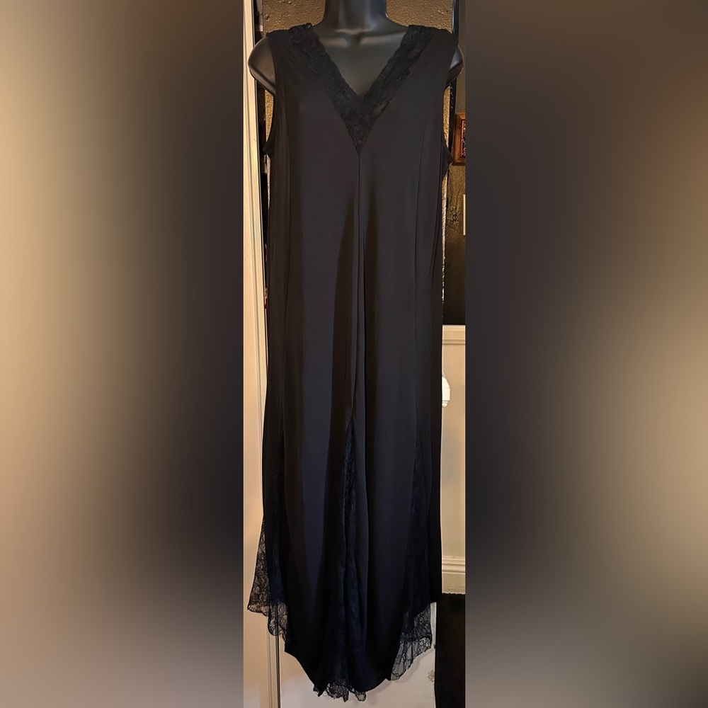 Zara Black Lace Trim Chemise Dress